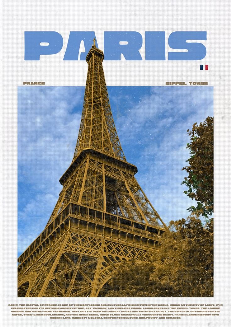 Graphic poster of the Eiffel Tower, Paris
